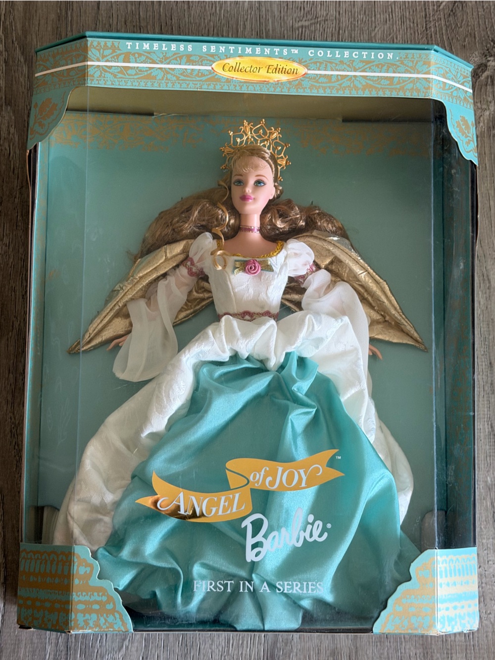 Barbie Angel of Joy Decorative Figurine in Teal, White and Gold - Barbie